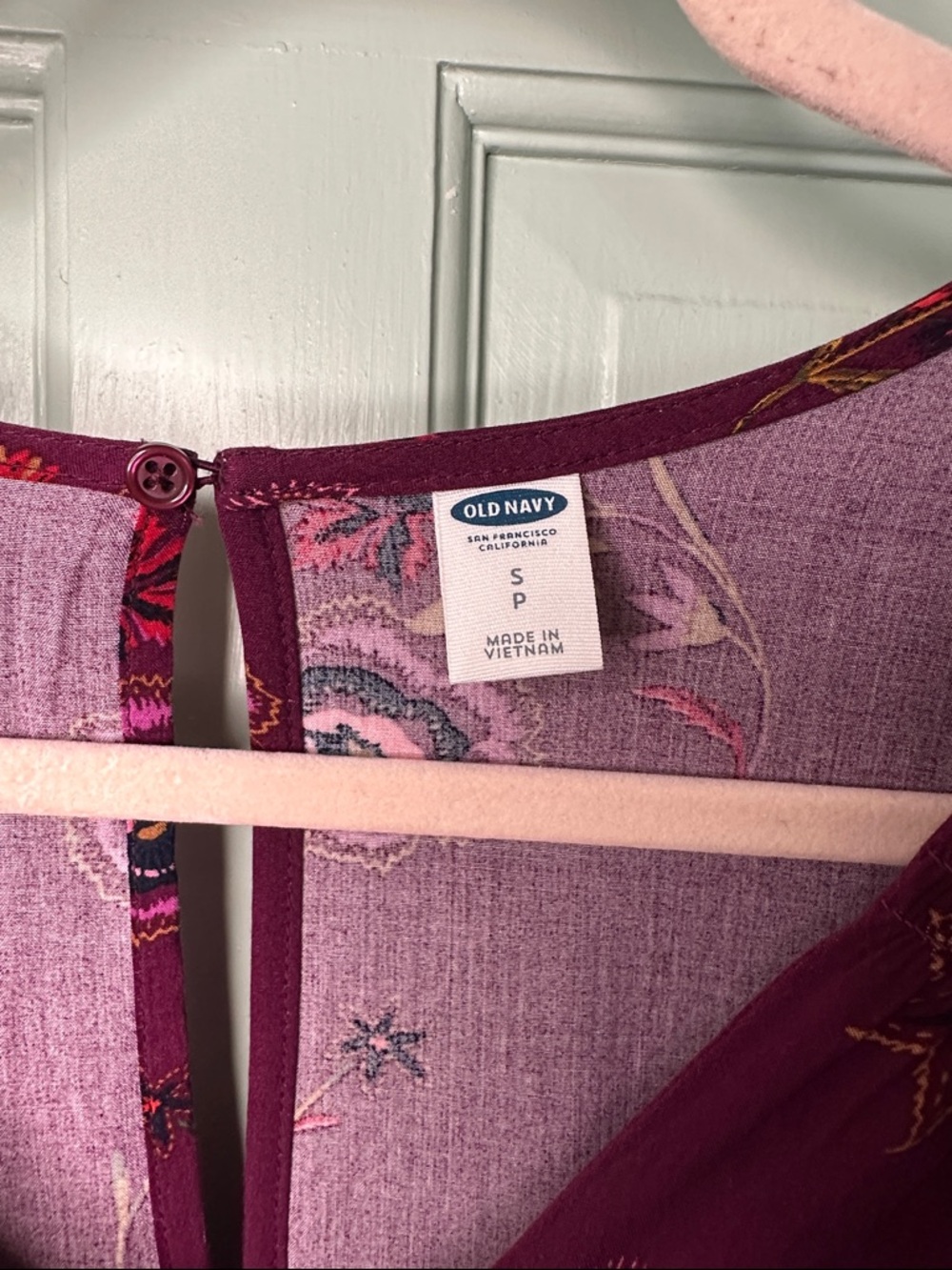 Old Navy Plum Floral V-Neck Long Sleeve Dress - Size Small - Picture 2 of 14